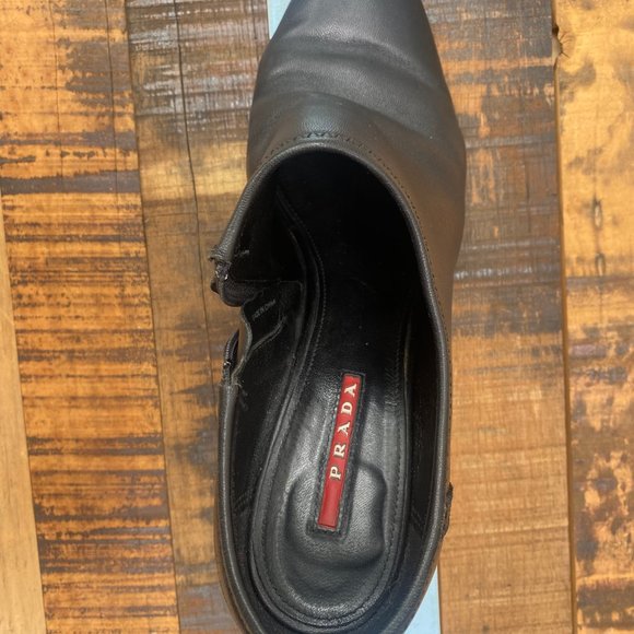 PRADA Calzature Donna Black Leather Ankle Boots - Size 8 - Picture 12 of 14